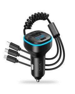 FM TRANSMITTER SA PUNJAČEM I KABLOM ZA AUTO XO 3 U 1 XO-BCC07 FM BLUETOOTH HANDSFREE USB-C/USB-MICRO/LIGHTING